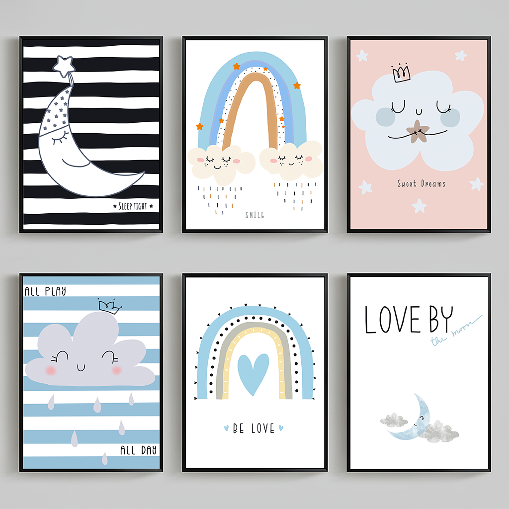 Baby Nursery Quotes - Nursery Quotes Wall Art, Rainbow Moon
