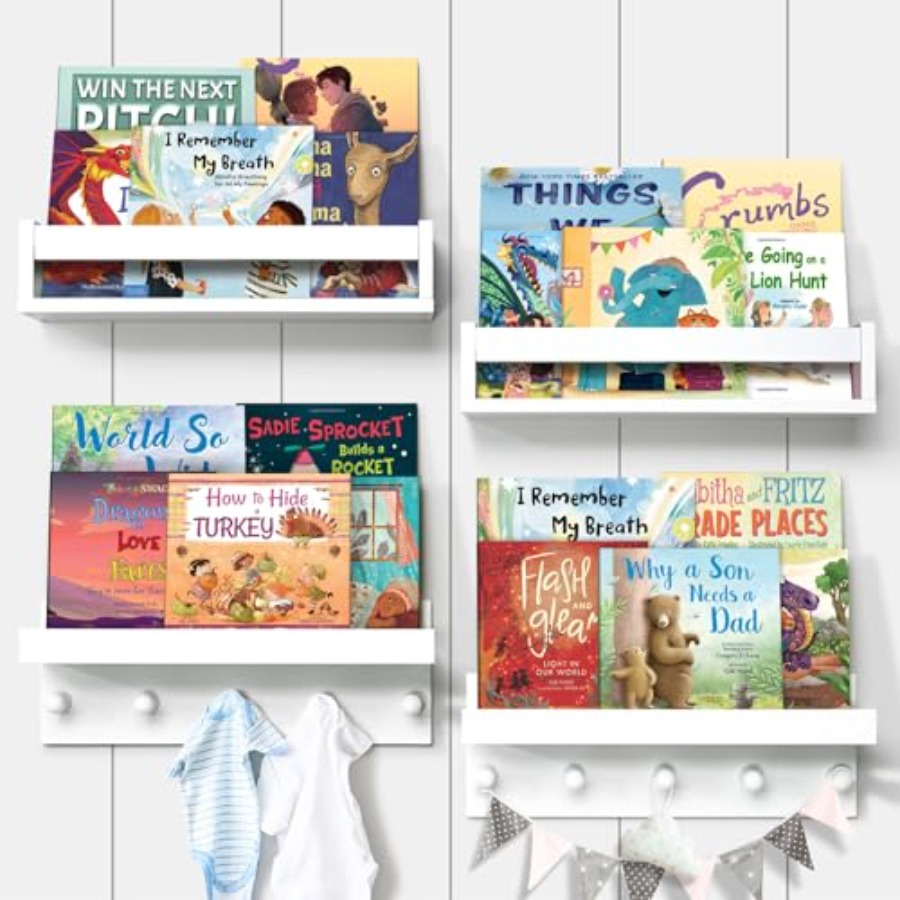 Baby Nursery Floating Shelves - Set of Four Floating Book Shelves