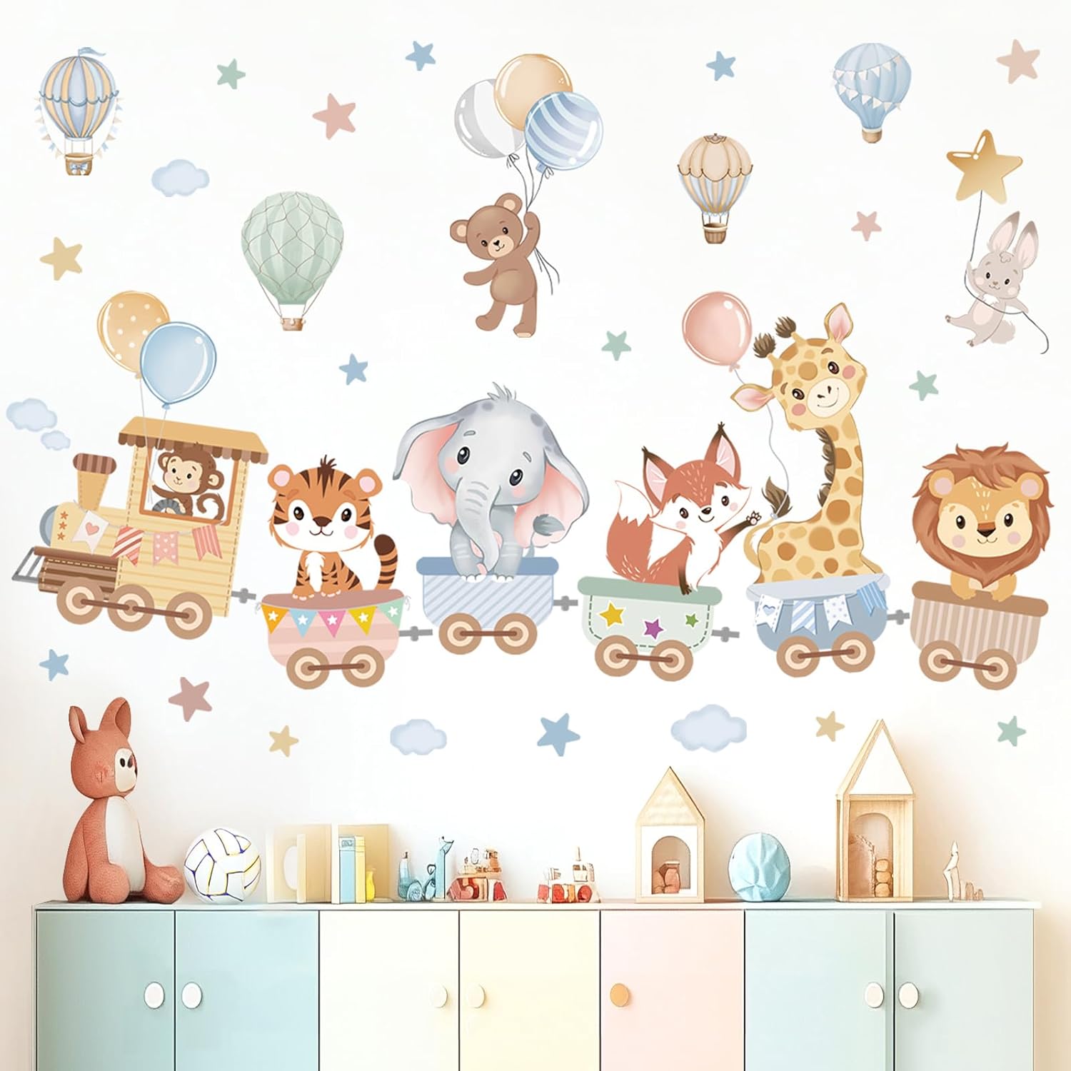 Baby Nursery Images - Jungle Animals Train Wall Stickers -