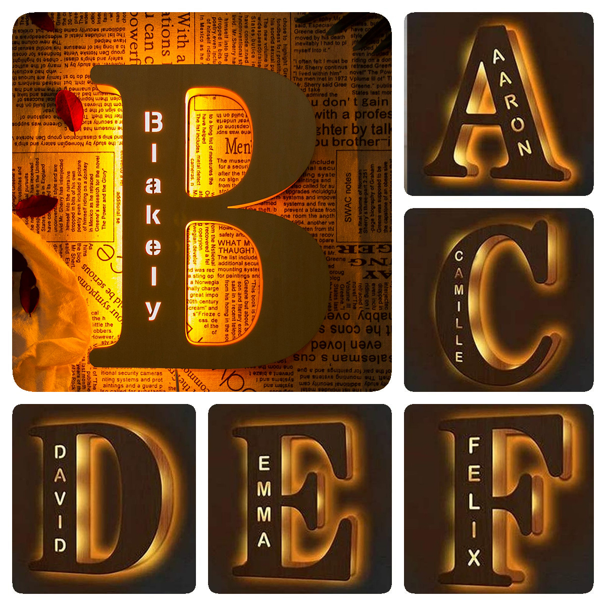 Baby Nursery Lamp - Personalized Wall Decor 26 Letter with