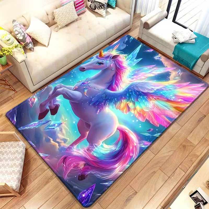 Baby Nursery Rug - Magical Unicorn Pink Cloud Fantasy Carpet