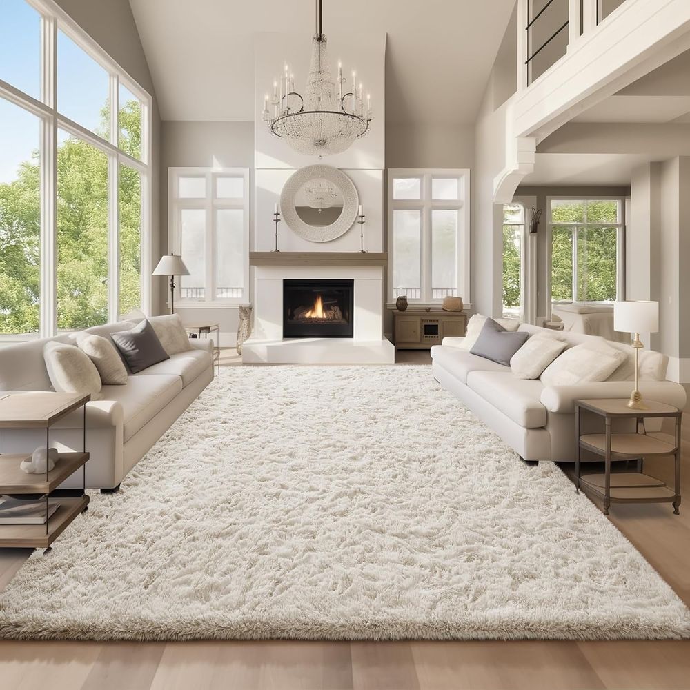 Soft Rug Nursery - Ivory 9x12 Living Room Carpet, Large