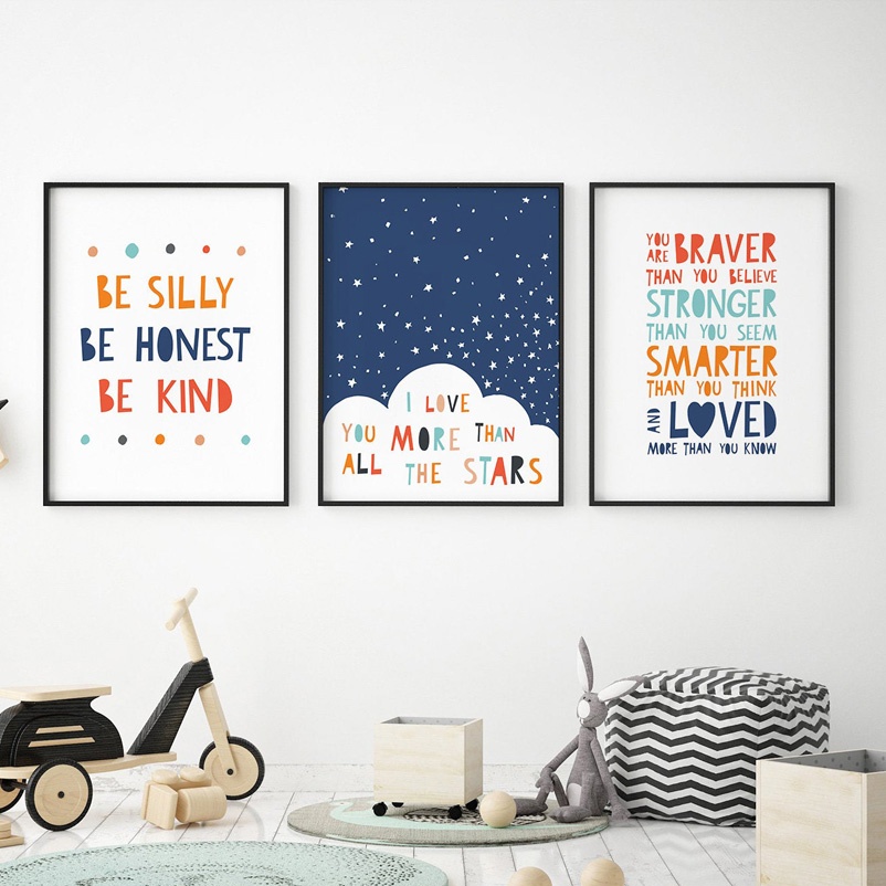 Baby Nursery Quotes - Cartoon Inspirational quotes Nursery Wall Art