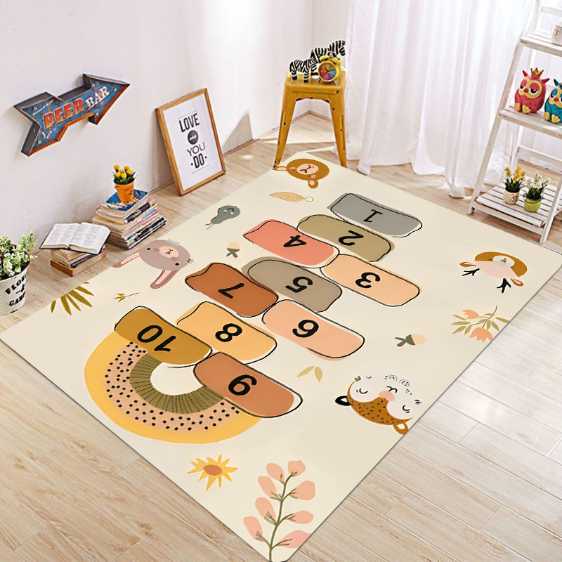 Baby Nursery Rug - Cute Cartoon Animal Hopscotch Play Rug