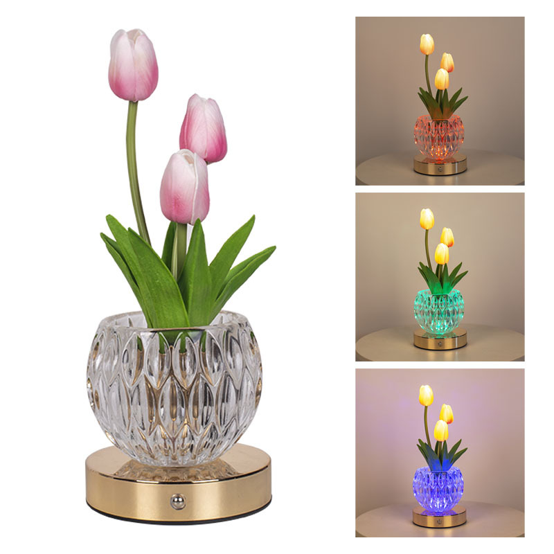 Baby Nursery Lamp - Artificial Tulip Flower Lamp, Remote Control