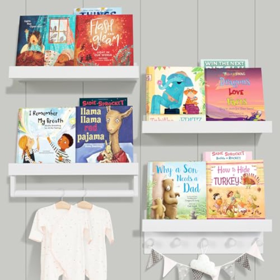 Baby Nursery Floating Shelves - Set of Four Floating Book Shelves