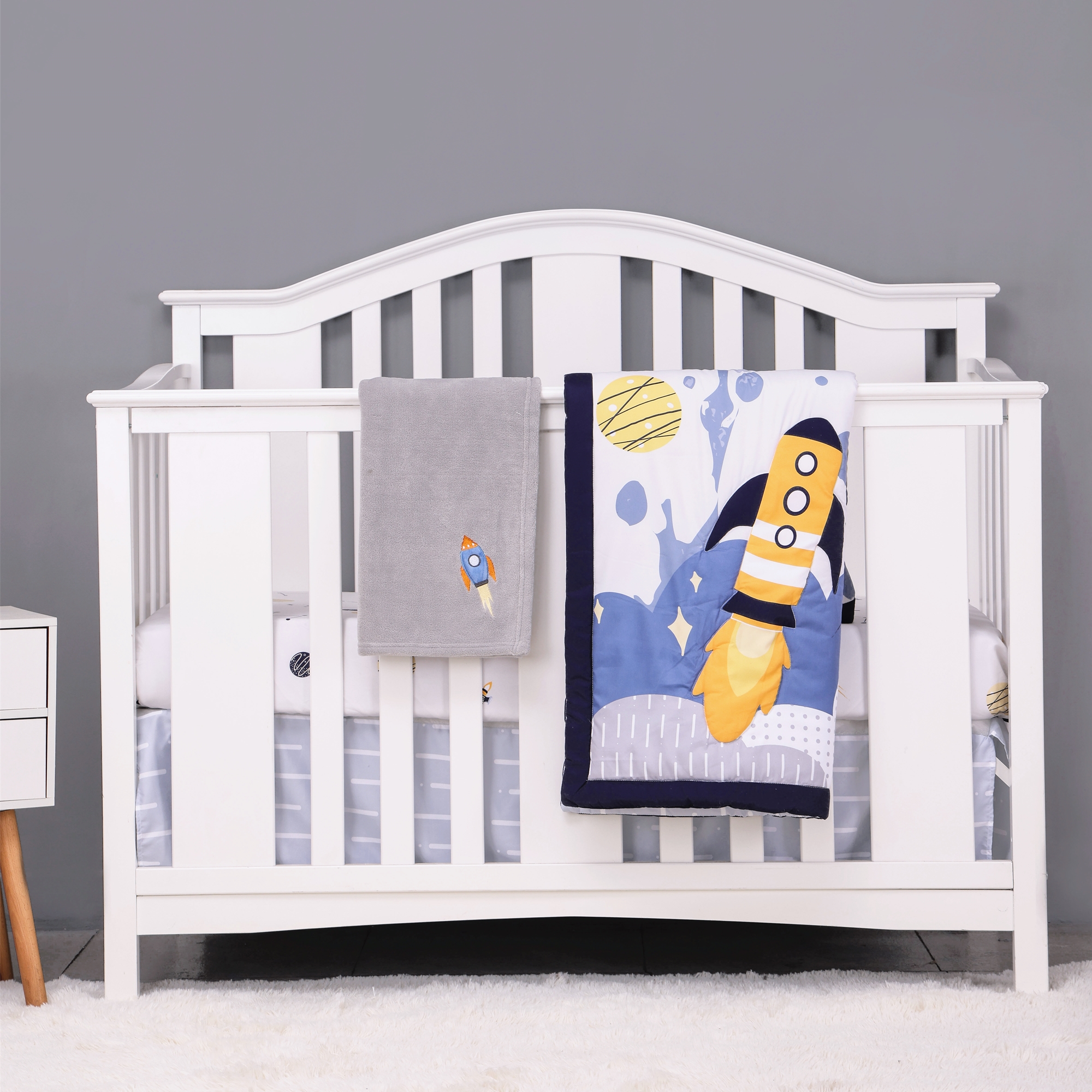 Baby Nursery Bedding - 4Pcs Aviation Nursery Crib Bedding Set