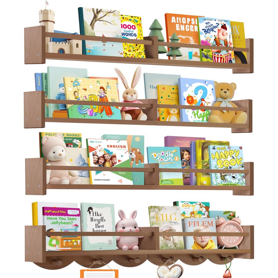 Baby Nursery Floating Shelves - Nursery Book Shelves Wall Mounted, Floating