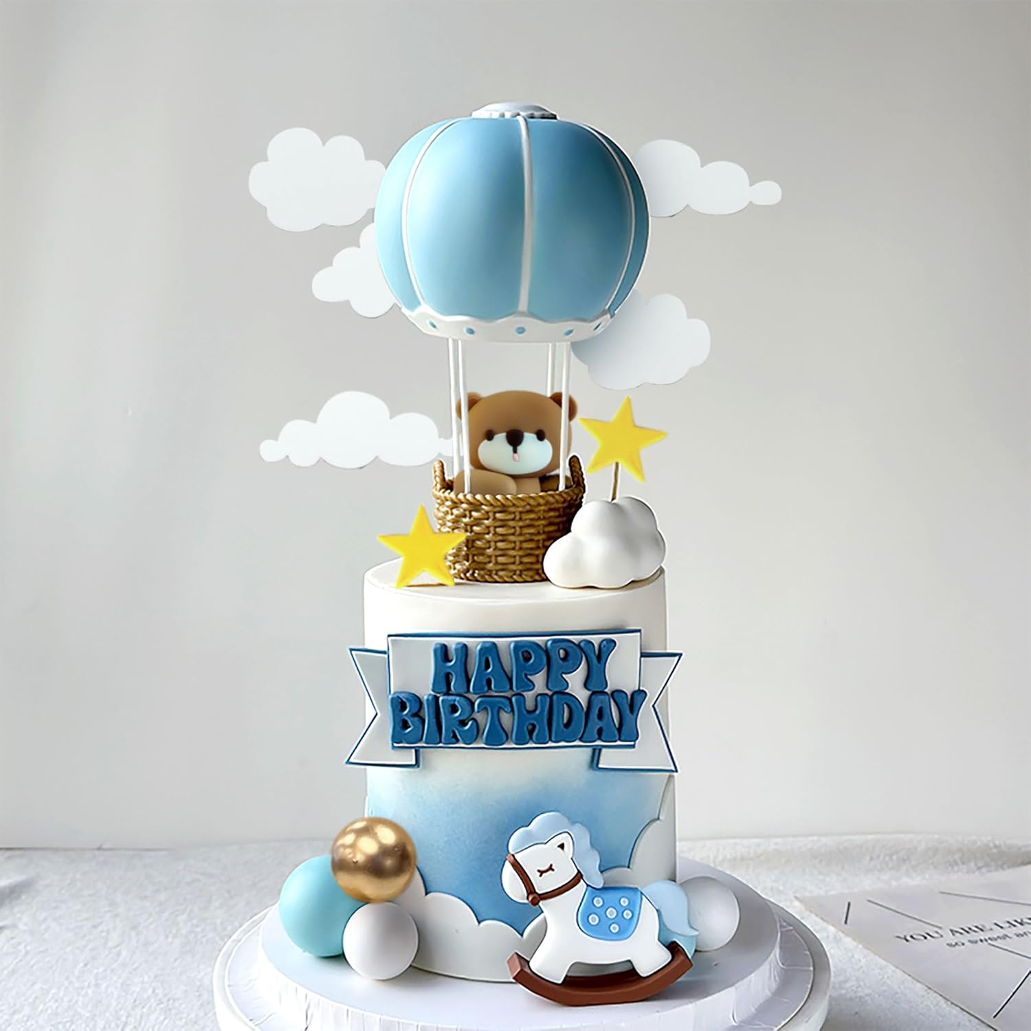 LaVenty Blue Pink Bear Cake De - Baby Nursery Hot Air Balloon のレビューと価格