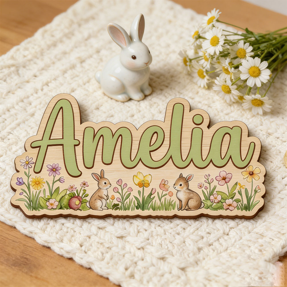 Personalized  'Two Bunnies Wil - Baby Nursery Themes Girl のレビューと価格