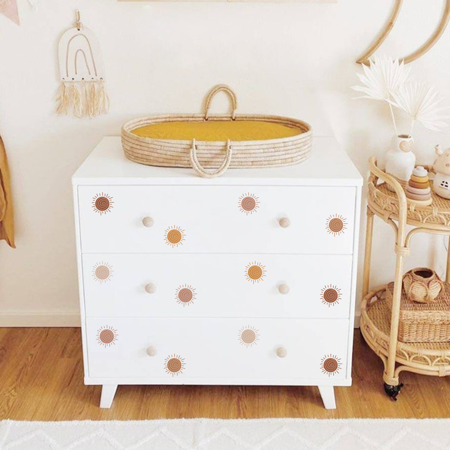 Boho Cartoon Creative Sun Wall - Baby Nursery Wallpaper Girl のレビューと価格