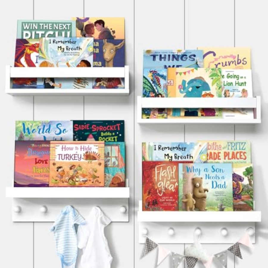 Set of Four Floating Book Shel - Baby Nursery Floating Shelves のレビューと価格