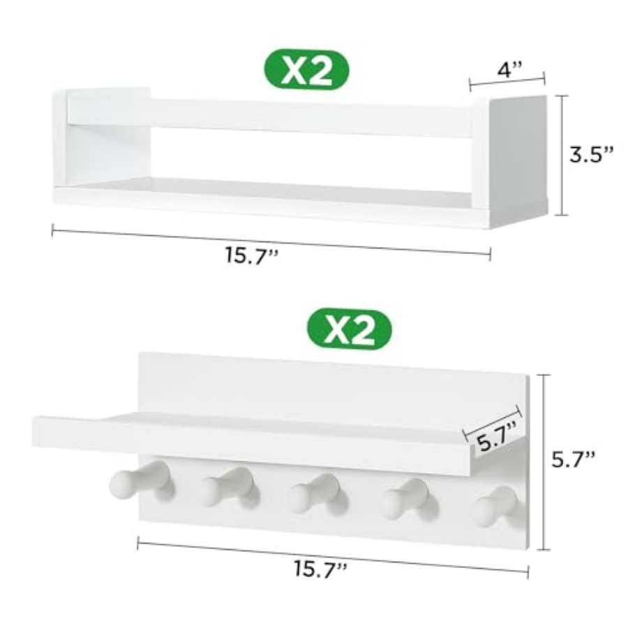 Set of Four Floating Book Shel - Baby Nursery Floating Shelves のレビューと価格