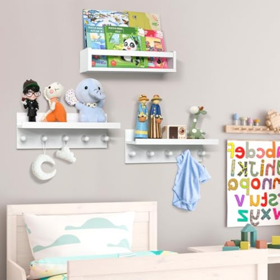 Set of Four Floating Book Shel - Baby Nursery Floating Shelves のレビューと価格