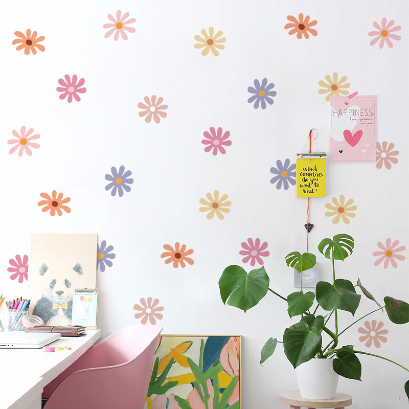 Daisy Floral Wall Stickers Chi - Baby Nursery Peel And Stick Wallpaper のレビューと価格