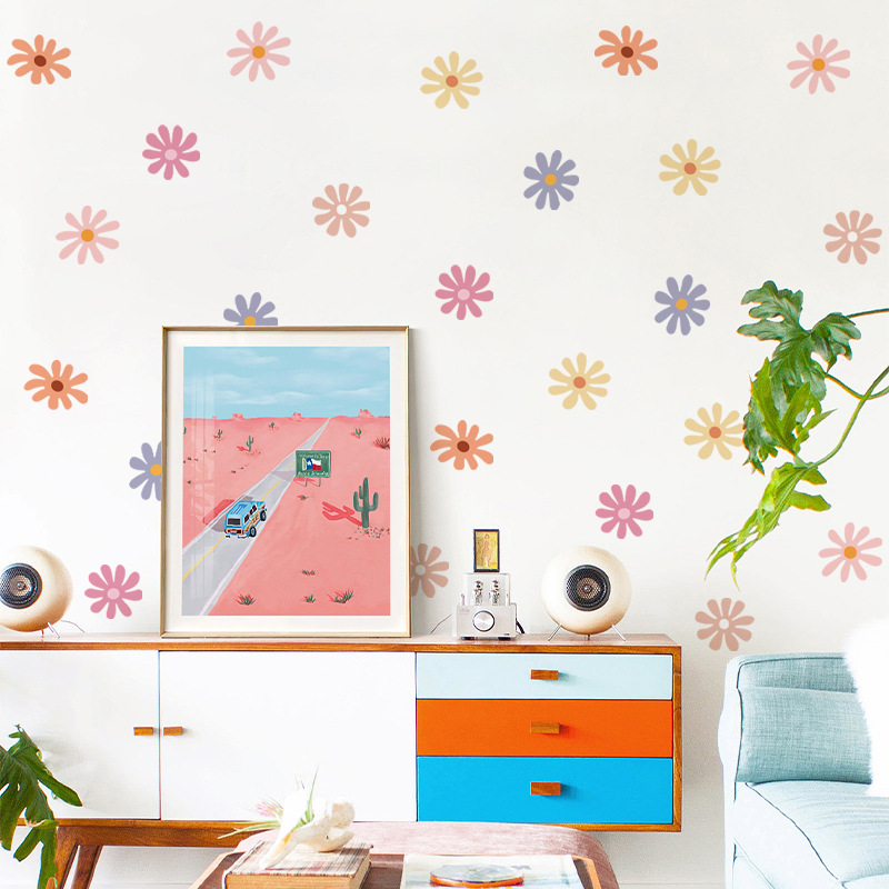 Daisy Floral Wall Stickers Chi - Baby Nursery Peel And Stick Wallpaper のレビューと価格