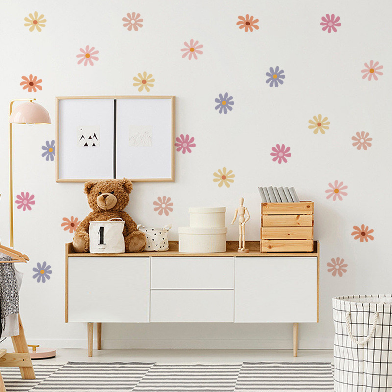 Daisy Floral Wall Stickers Chi - Baby Nursery Peel And Stick Wallpaper のレビューと価格