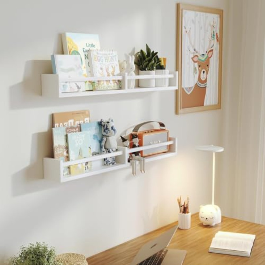 White Nursery Bookshelves, 32I - Baby Nursery Floating Shelves のレビューと価格