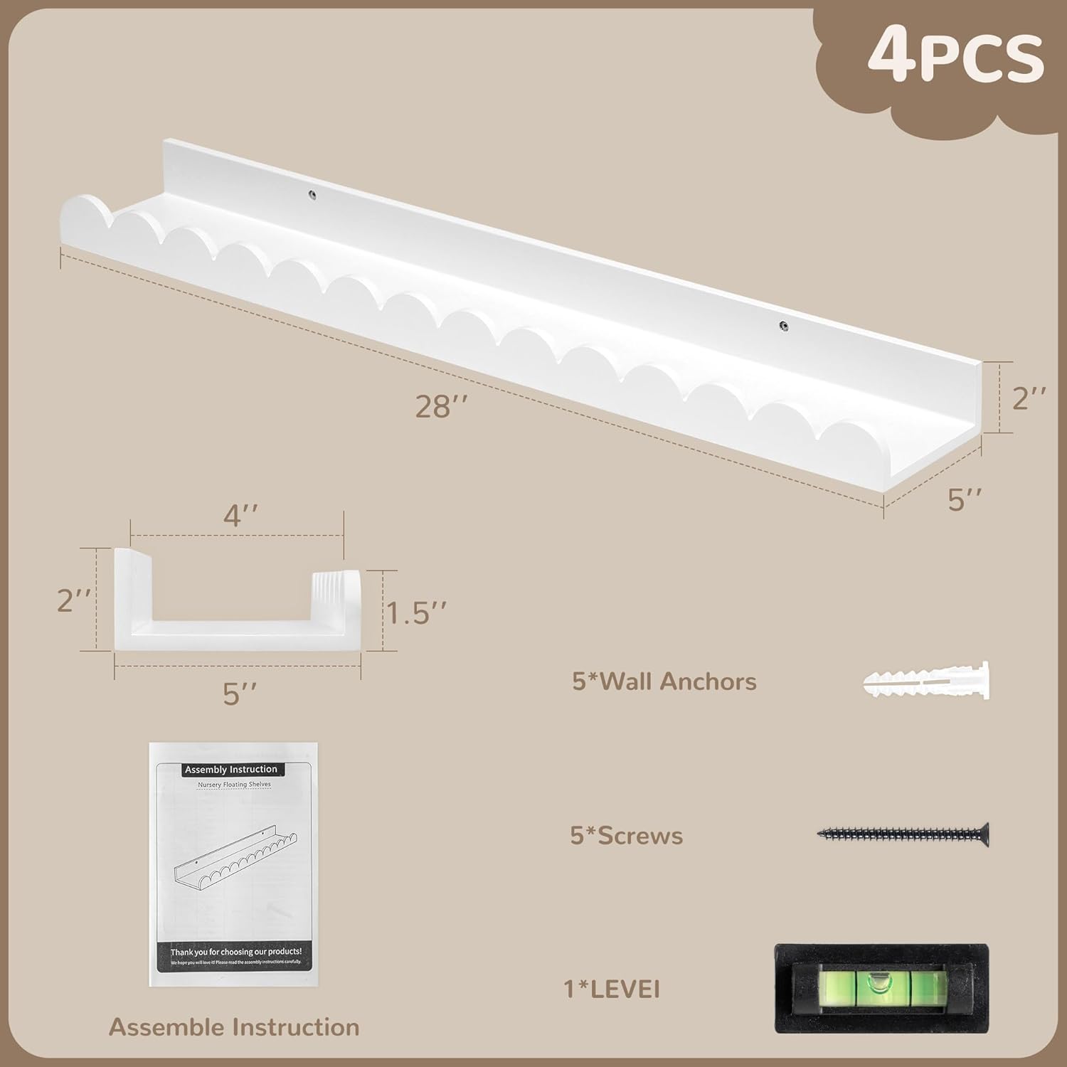 28 Inch Scalloped Floating She - Baby Nursery Floating Shelves のレビューと価格