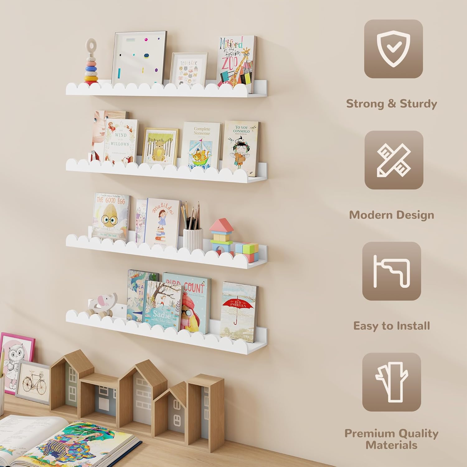 28 Inch Scalloped Floating She - Baby Nursery Floating Shelves のレビューと価格
