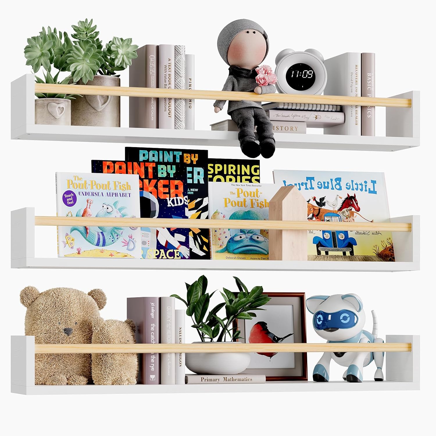 Nursery Book Shelves, 23.6 Inc - Baby Nursery Floating Shelves のレビューと価格