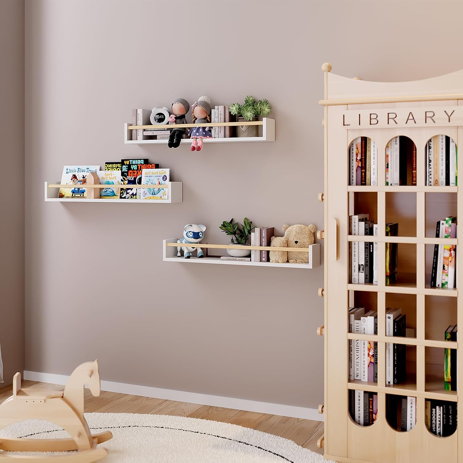 Nursery Book Shelves, 23.6 Inc - Baby Nursery Floating Shelves のレビューと価格