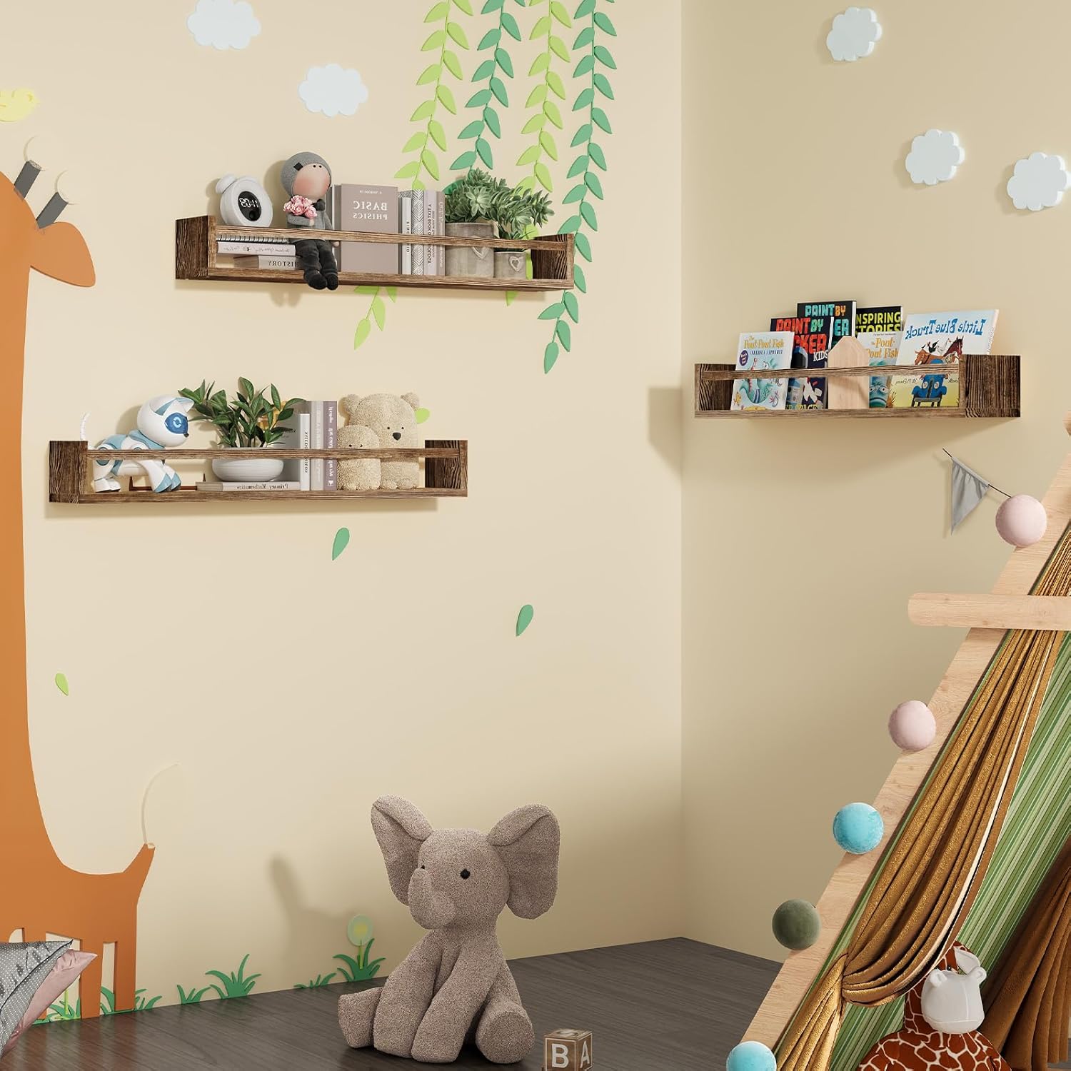 Nursery Book Shelves for Kids  - Baby Nursery Floating Shelves のレビューと価格