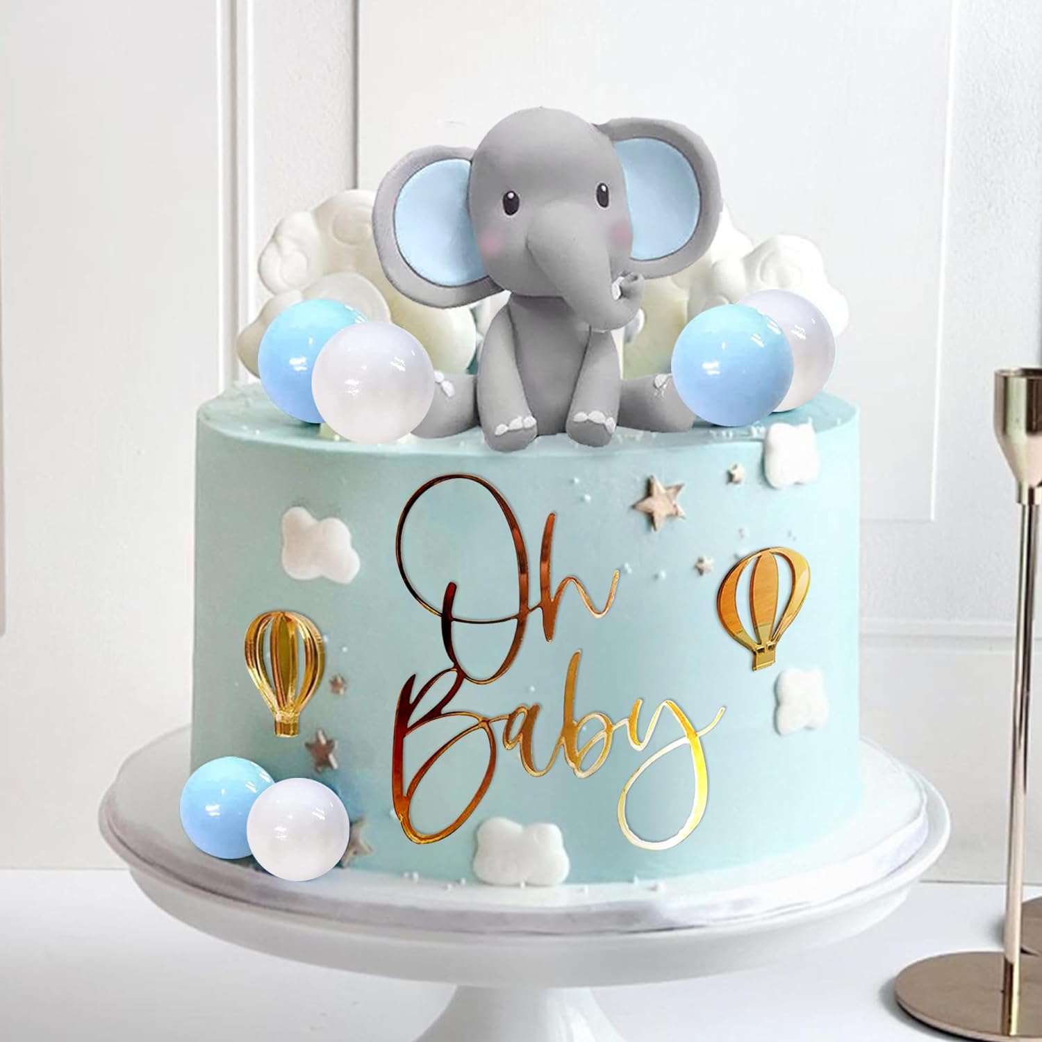 Elephant Cake Decoration Baby  - Baby Nursery Hot Air Balloon のレビューと価格