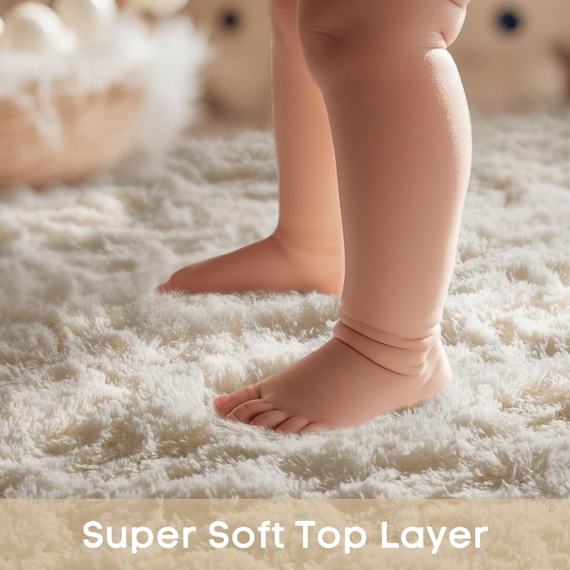 Round Cream White Rug Soft Flu - Soft Rug Nursery のレビューと価格