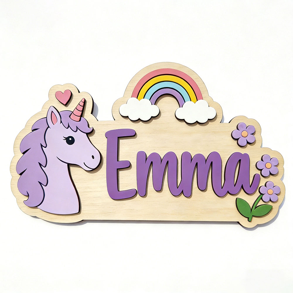 Custom Name Unicorn Wooden Sig - Baby Nursery Themes Girl のレビューと価格