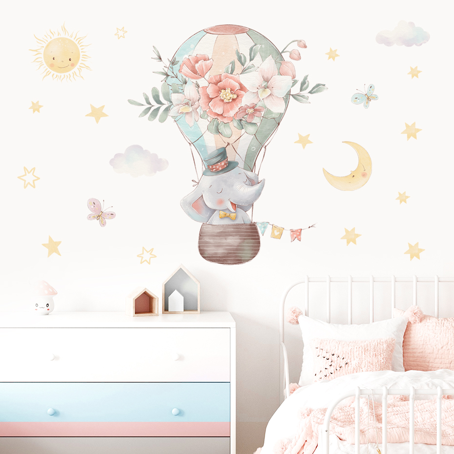 Cartoon Elephant Hot Air Ballo - Baby Nursery Hot Air Balloon のレビューと価格