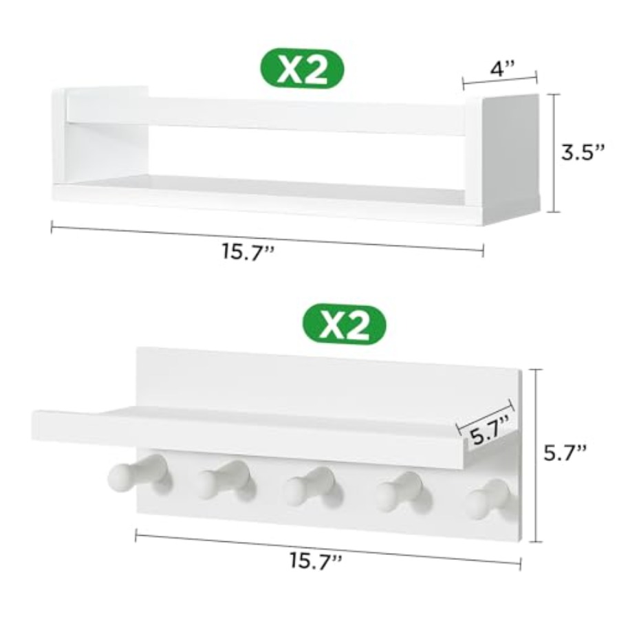 Set of Four Floating Book Shel - Baby Nursery Floating Shelves のレビューと価格