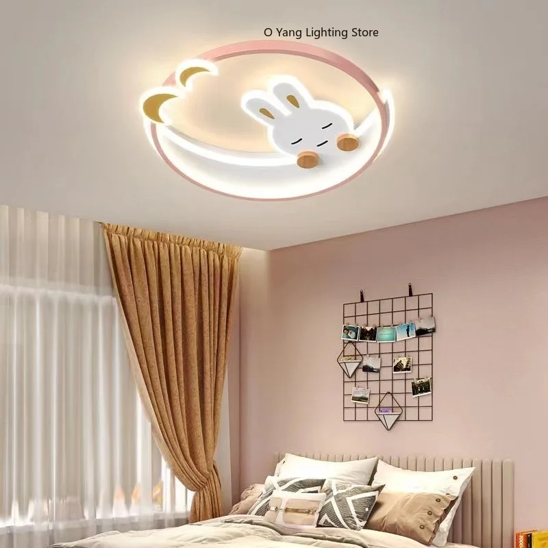 Cartoon Pink Rabbit Moon Chand - Baby Nursery Ceiling Light のレビューと価格