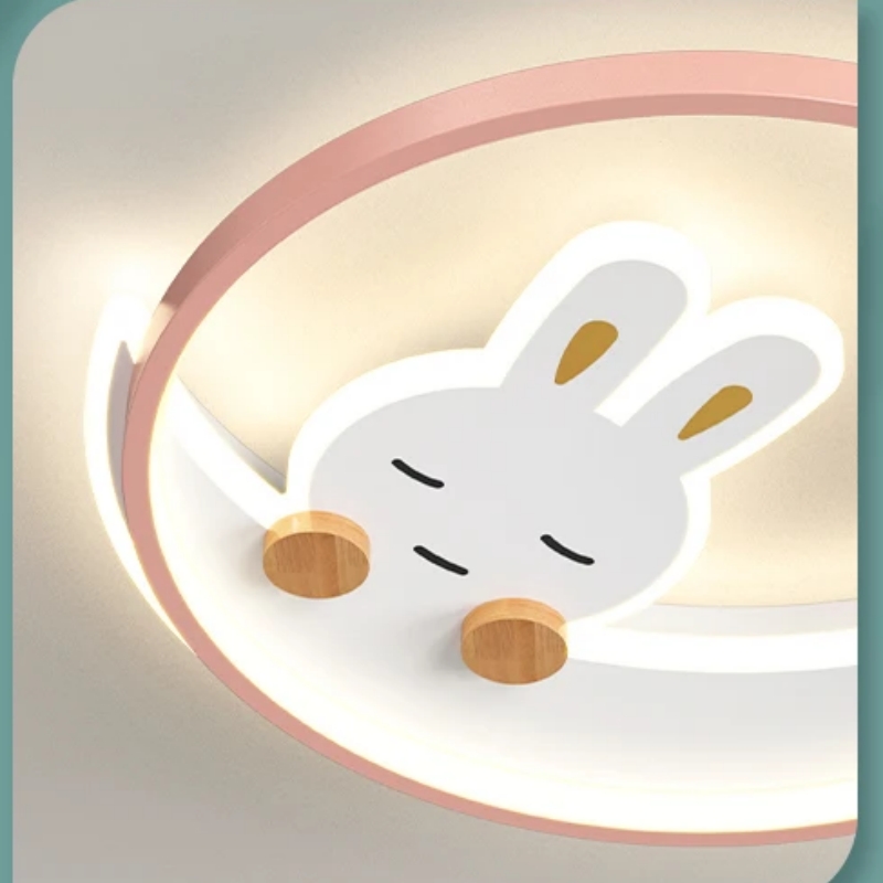 Cartoon Pink Rabbit Moon Chand - Baby Nursery Ceiling Light のレビューと価格