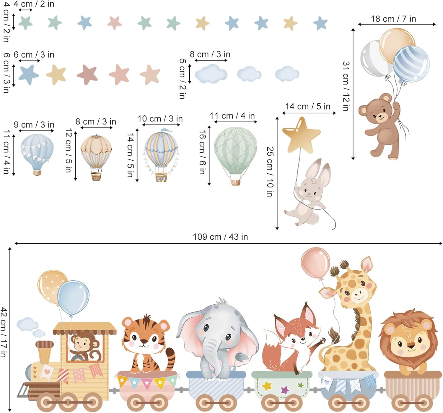 Jungle Animals Train Wall Stic - Baby Nursery Images のレビューと価格