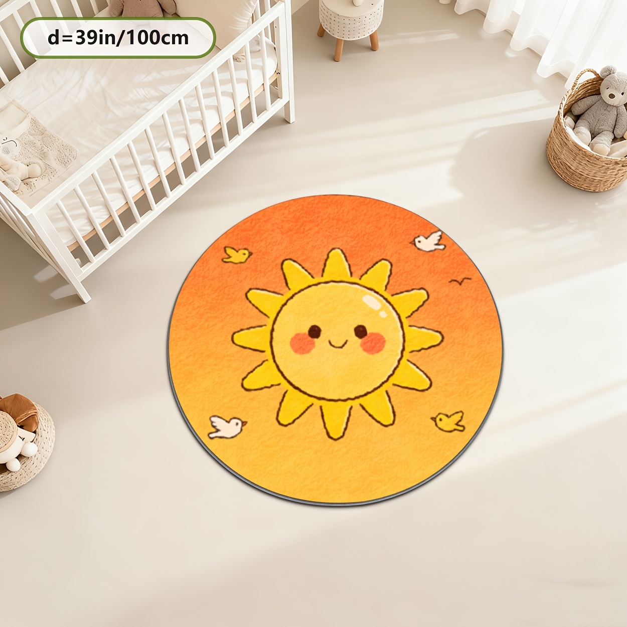 Kids Round Sun Rug Yellow Play - Baby Nursery Rug のレビューと価格
