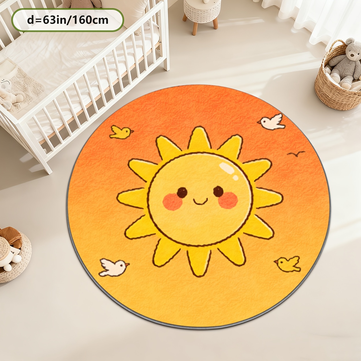 Kids Round Sun Rug Yellow Play - Baby Nursery Rug のレビューと価格
