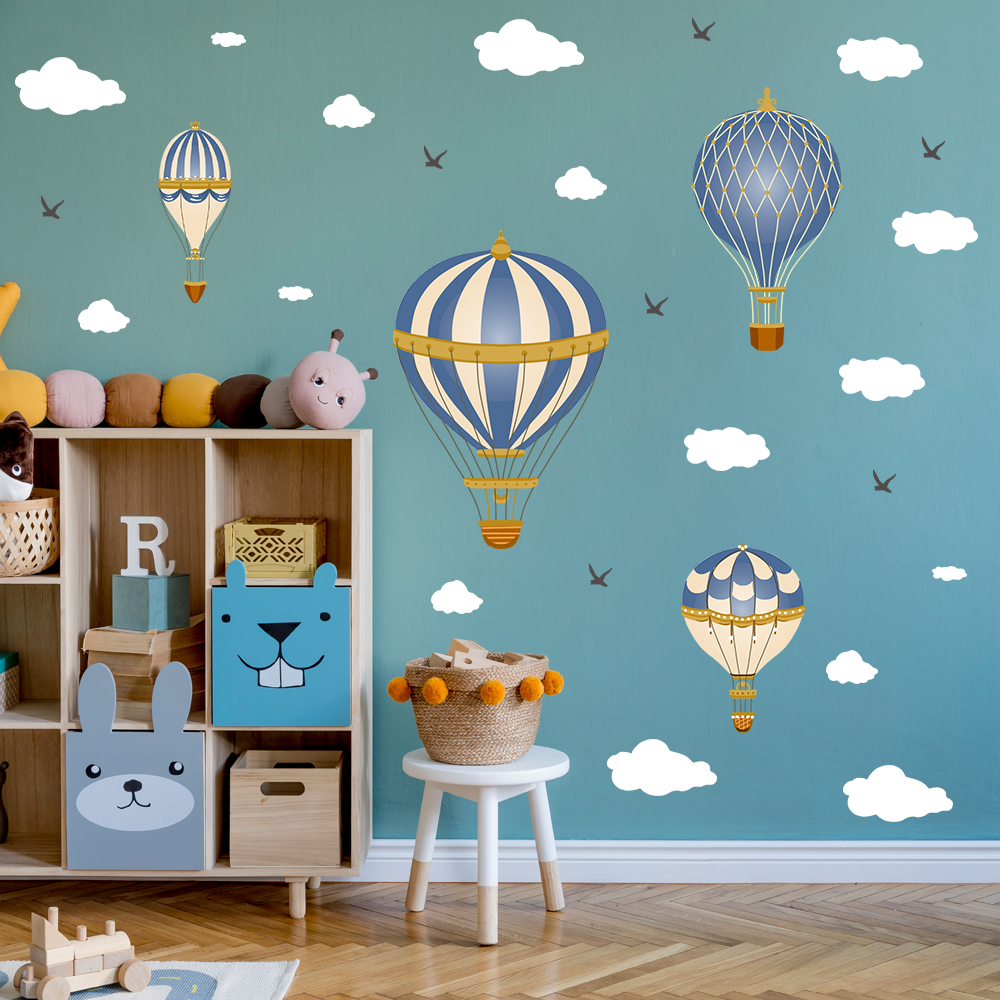 Cartoon Hot Air Balloon Clouds - Baby Nursery Hot Air Balloon のレビューと価格