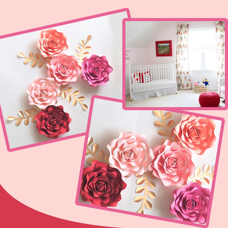 DIY Paper Flowers Leaves Nurse - Baby Nursery Wallpaper Girl のレビューと価格