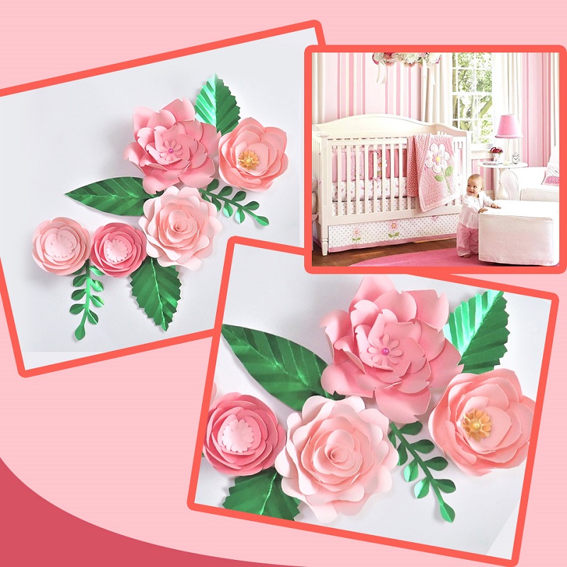 DIY Paper Flowers Leaves Nurse - Baby Nursery Wallpaper Girl のレビューと価格