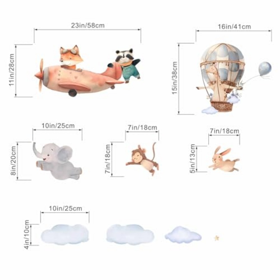 Wall Stickers for Nursery: Bab - Baby Nursery Hot Air Balloon のレビューと価格