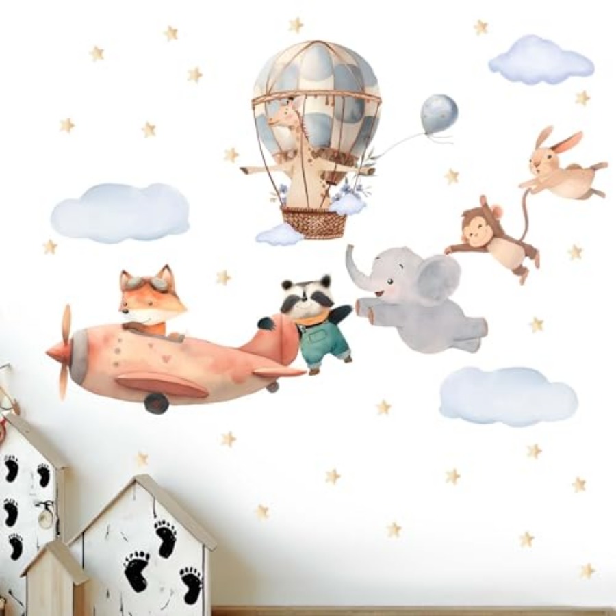Wall Stickers for Nursery: Bab - Baby Nursery Hot Air Balloon のレビューと価格