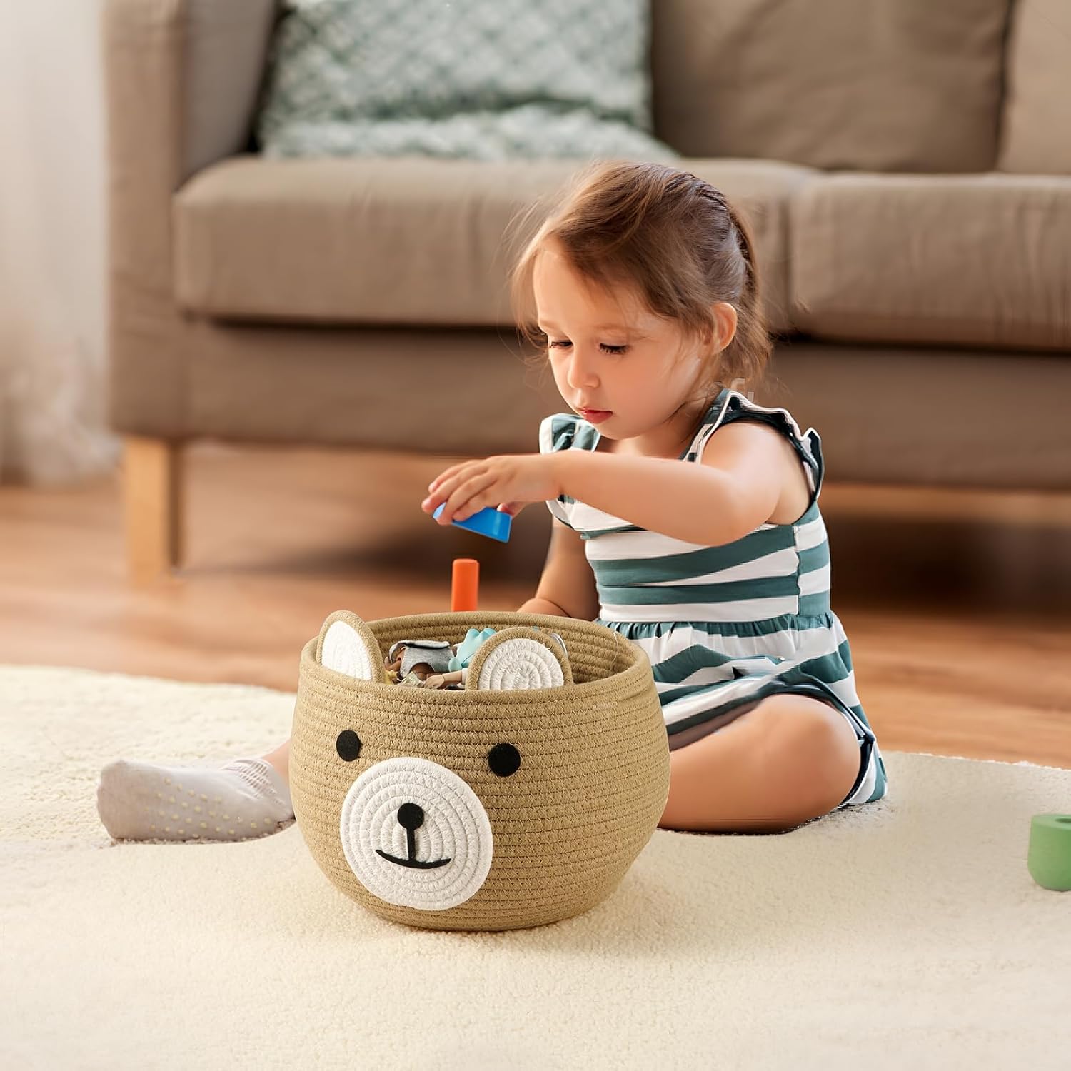 Cotton Rope Baby Basket, Cute  - Baby Nursery Images のレビューと価格