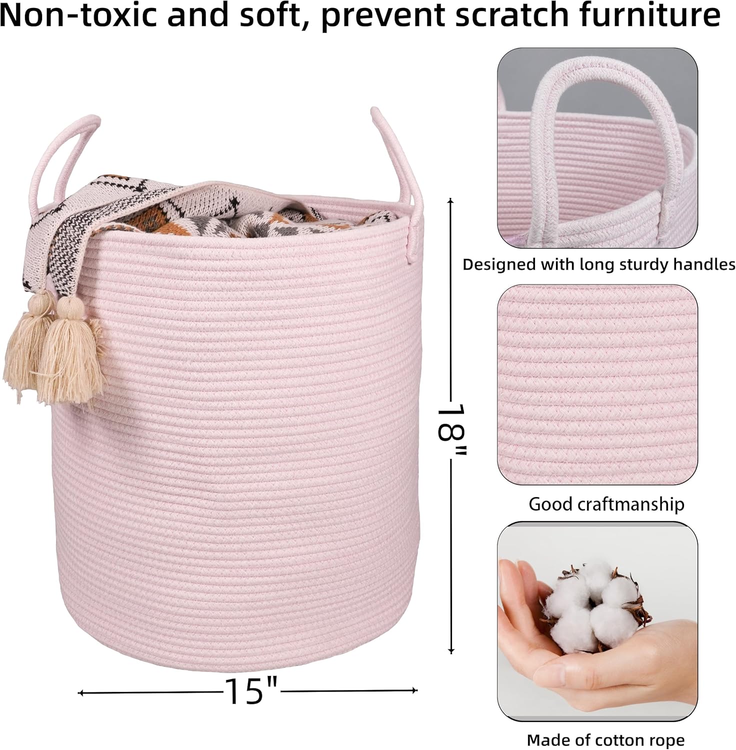 Large Cotton Rope Laundry Bask - Baby Nursery Images のレビューと価格