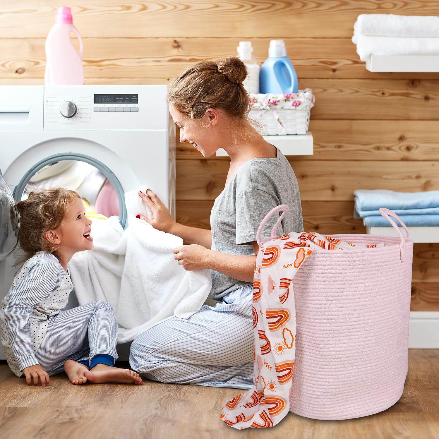 Large Cotton Rope Laundry Bask - Baby Nursery Images のレビューと価格
