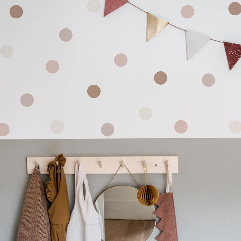 Boho Polka Dots Wall Stickers  - Baby Nursery Peel And Stick Wallpaper のレビューと価格