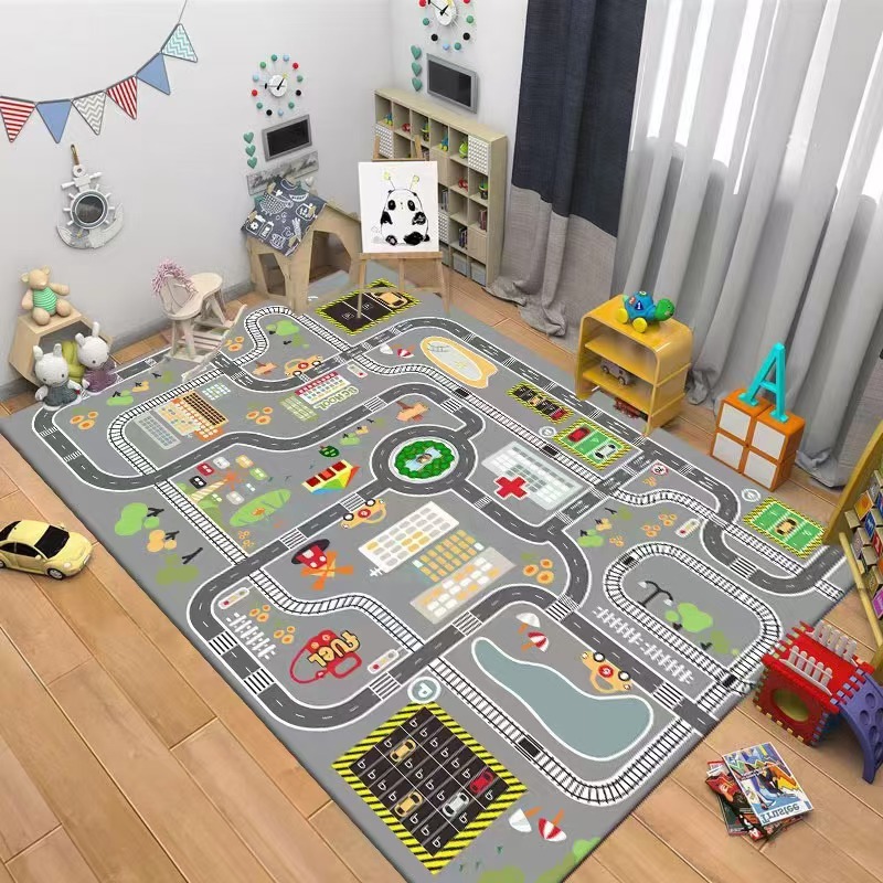 Kids Road Traffic Carpet Carto - Baby Nursery Rug のレビューと価格