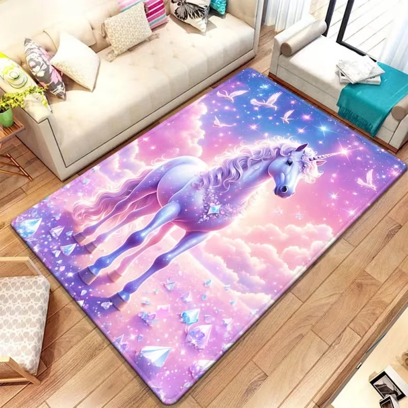 Magical Unicorn Pink Cloud Fan - Baby Nursery Rug のレビューと価格