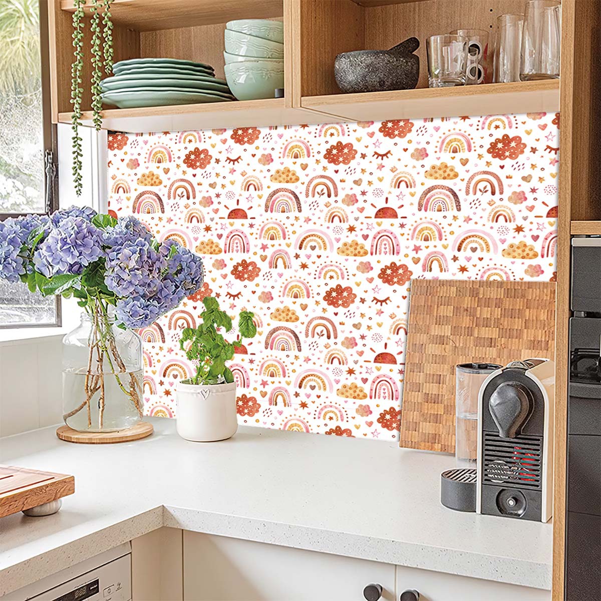 Rainbow Wallpaper Peel and Sti - Baby Nursery Wallpaper Girl のレビューと価格