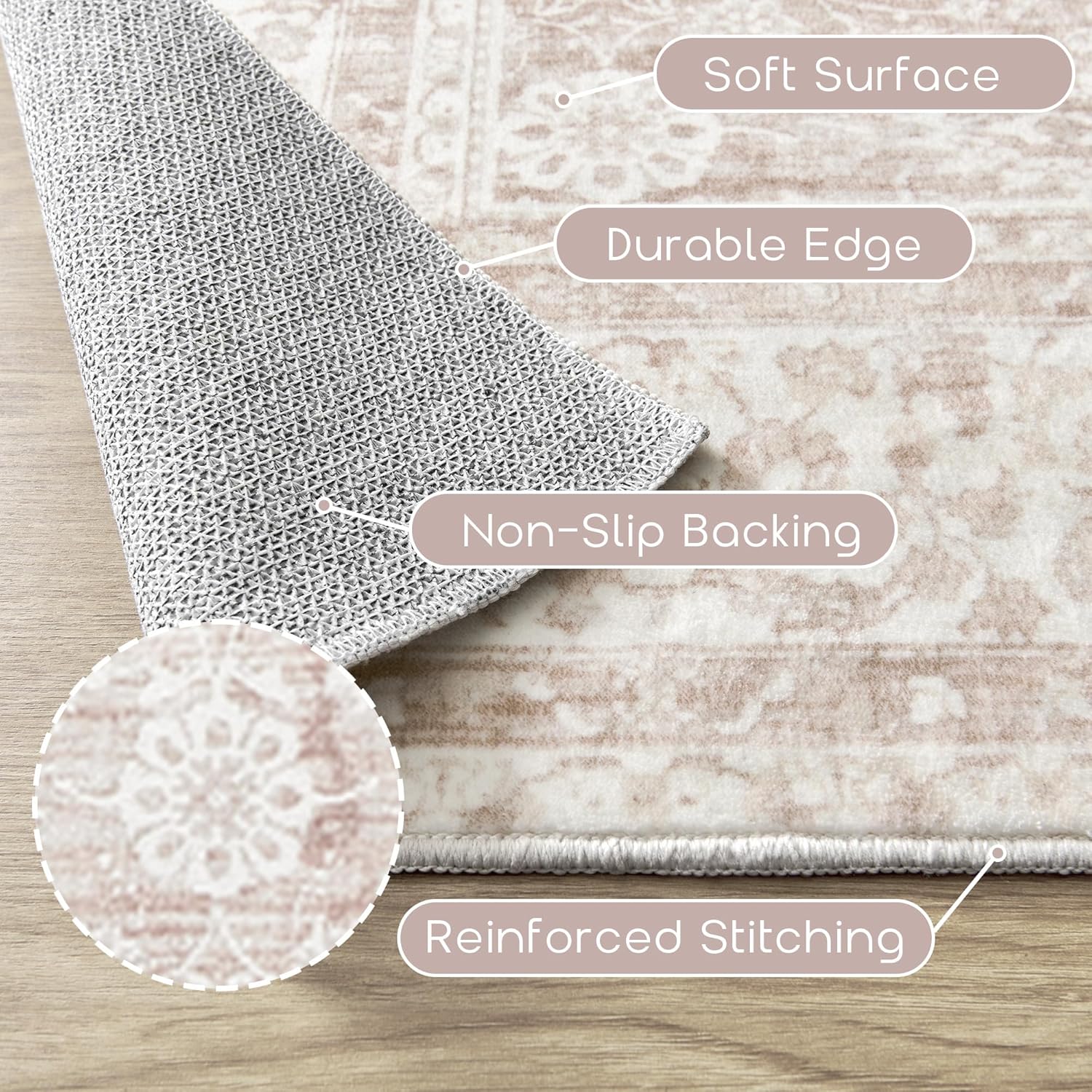 Vintage Pink Floral Area Rug 6 - Soft Rug Nursery のレビューと価格